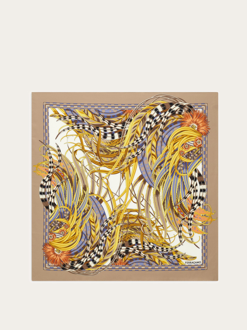 Rooster print silk scarf 1