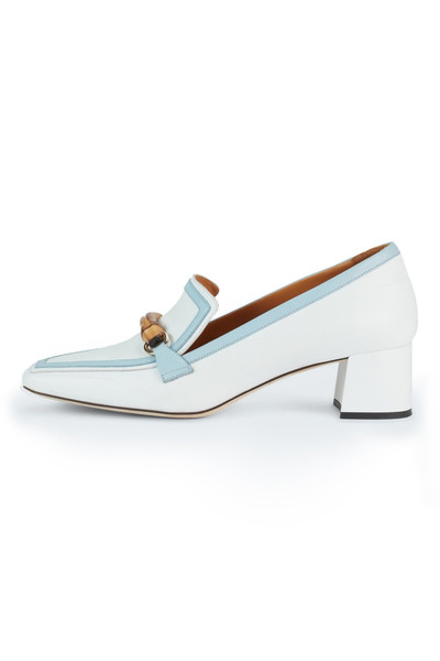 CASABLANCA White & Light Blue Leather Heeled Loafer outlook