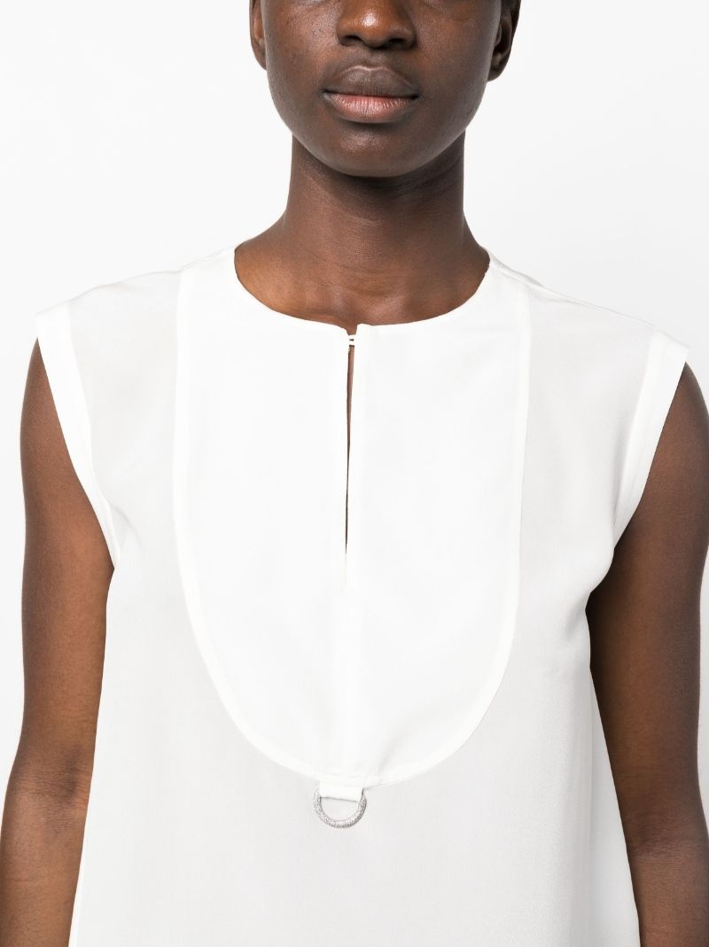 Monili-detail sleeveless silk blouse - 5