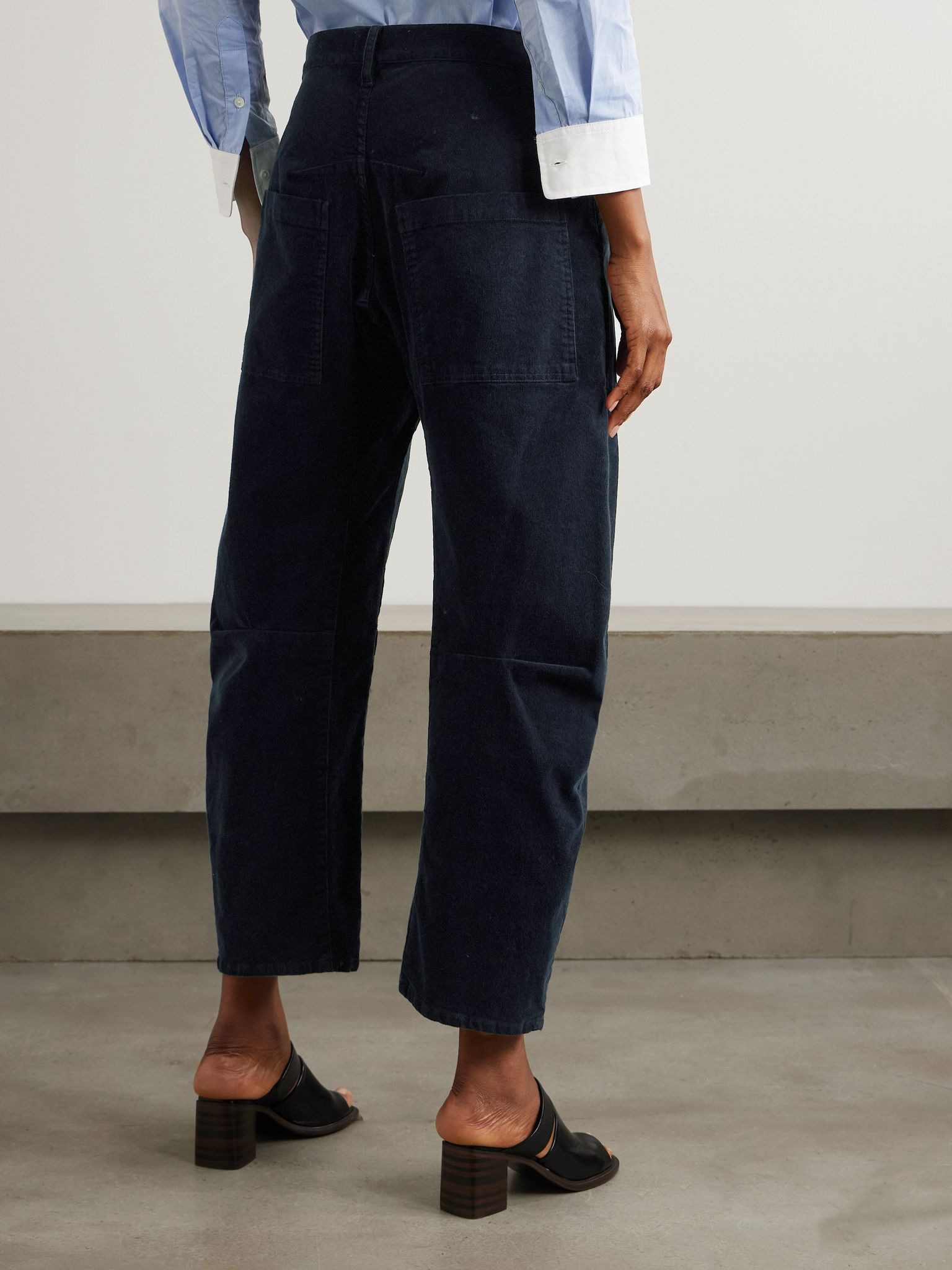 Shon cotton-blend corduroy tapered pants Navy - 4