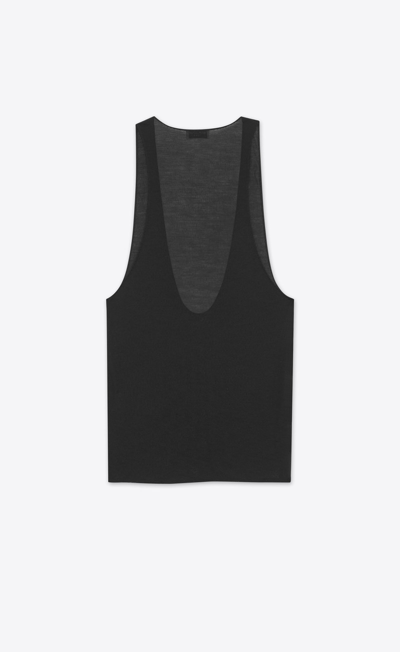 SAINT LAURENT cassandre tank top in silk jersey outlook