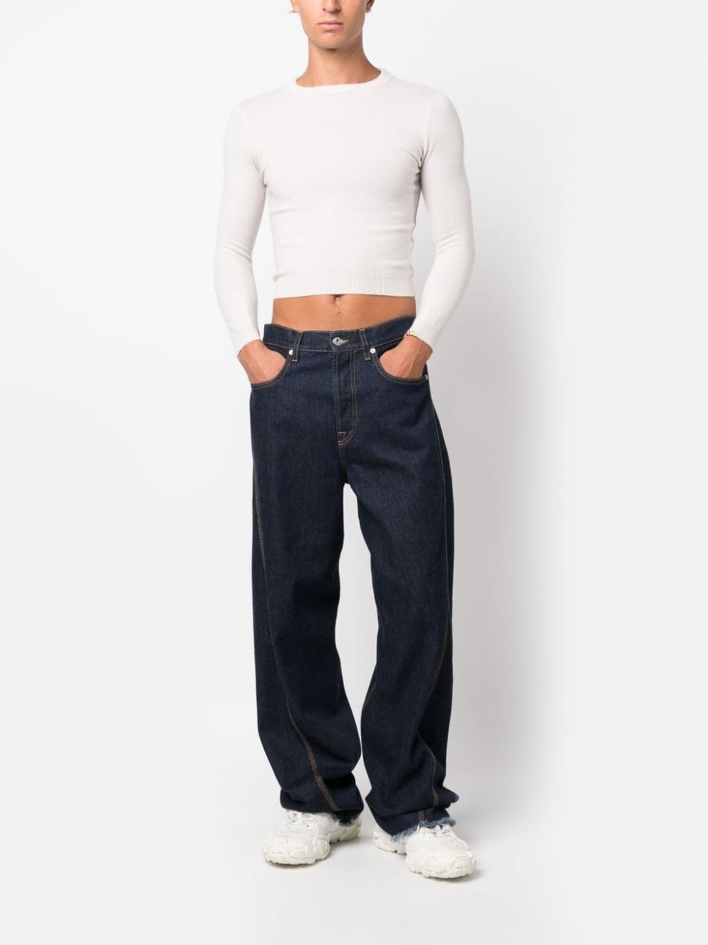 round-neck cropped jumper - 3