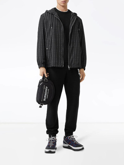 Burberry logo pinstripe hooded jacket outlook