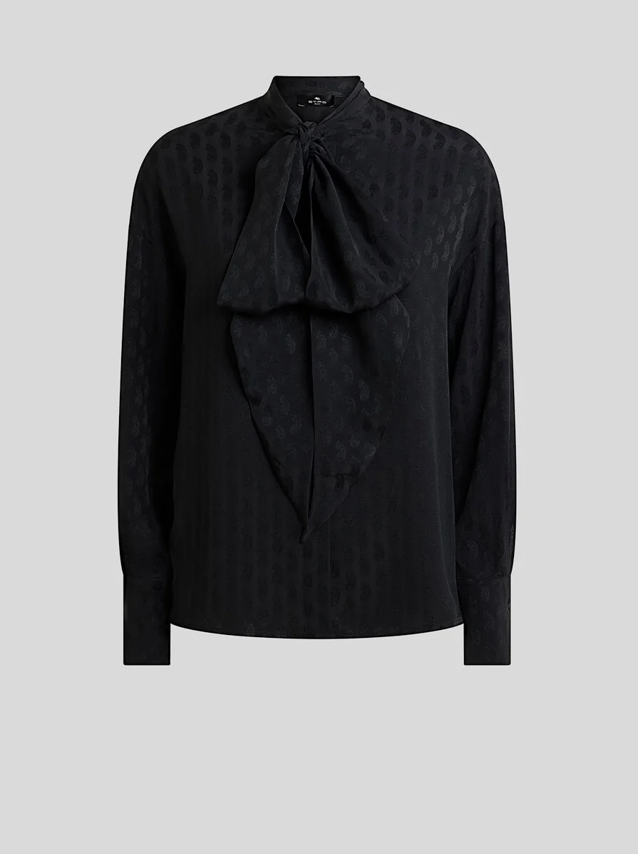 SILK-BLEND JACQUARD SHIRT WITH SILK SCARF AND PAISLEY MOTIF - 1