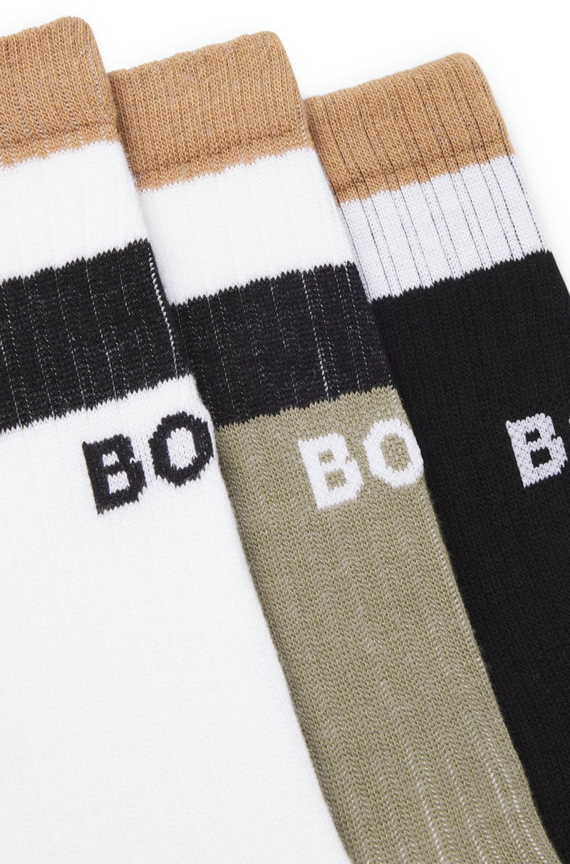 BOSS THREE-PACK OF SHORT-LENGTH SOCKS WITH SIGNATURE STRIPES outlook