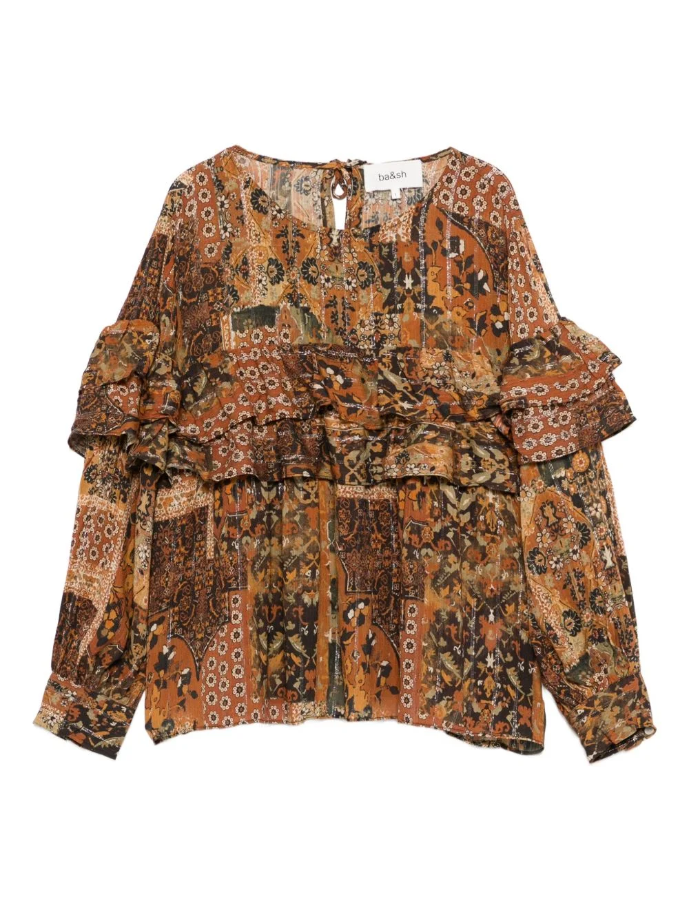 floral-pattern ruffled-detail blouse - 1
