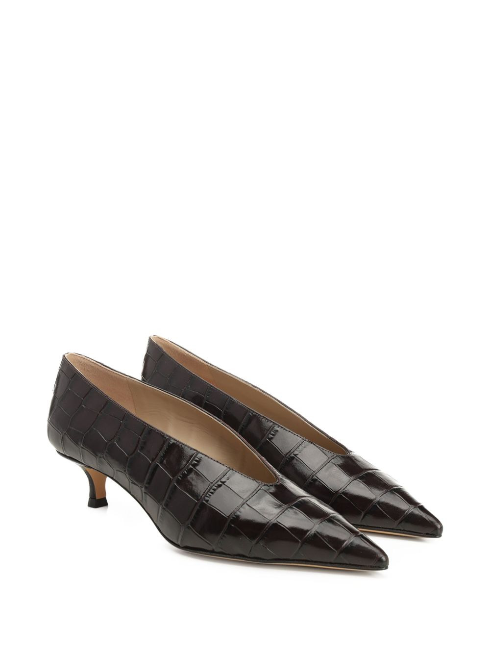 crocodile-pattern pointed-toe pumps - 2