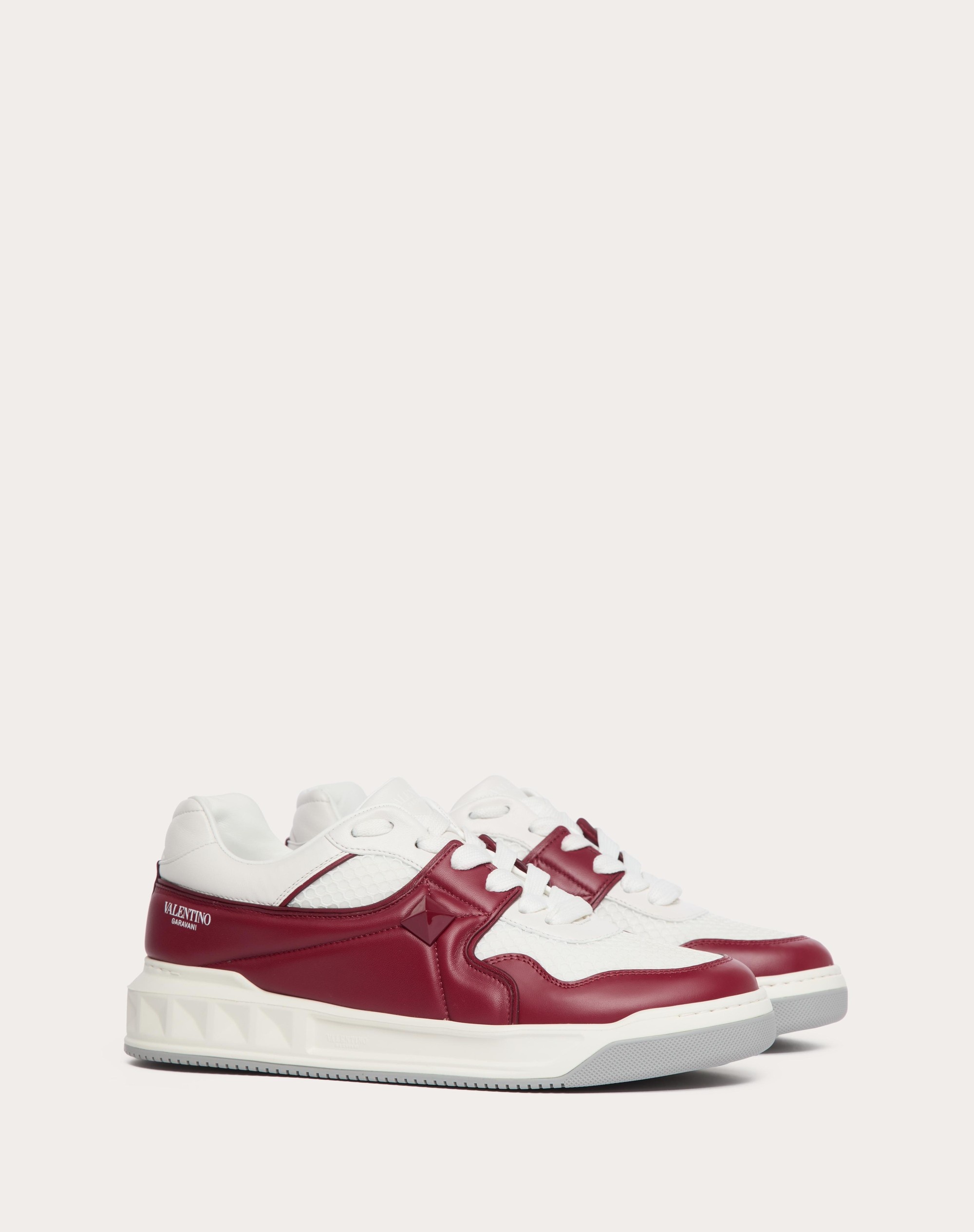 ONE STUD LOW-TOP MESH AND NAPPA LEATHER SNEAKER - 2