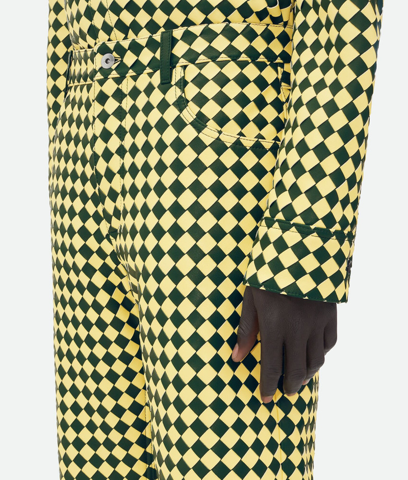 Leather Bicolor Intrecciato Trousers 5