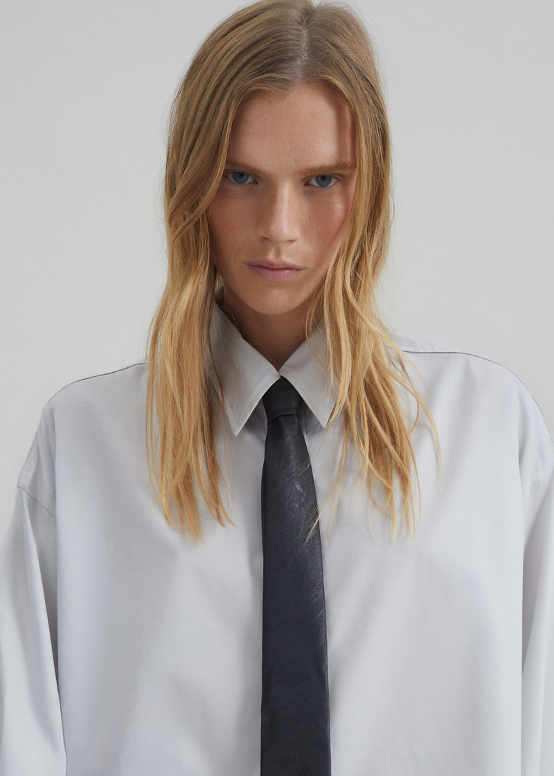 Arlen Cotton Boxy Shirt - Slate Grey 4