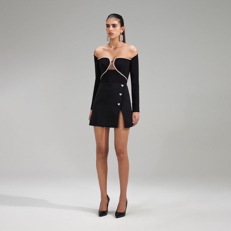 Black Off Shoulder Crepe Top 2