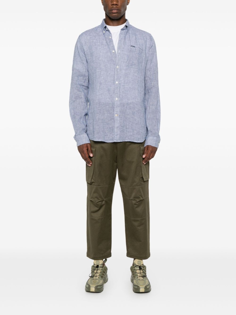 linen checked shirt - 2