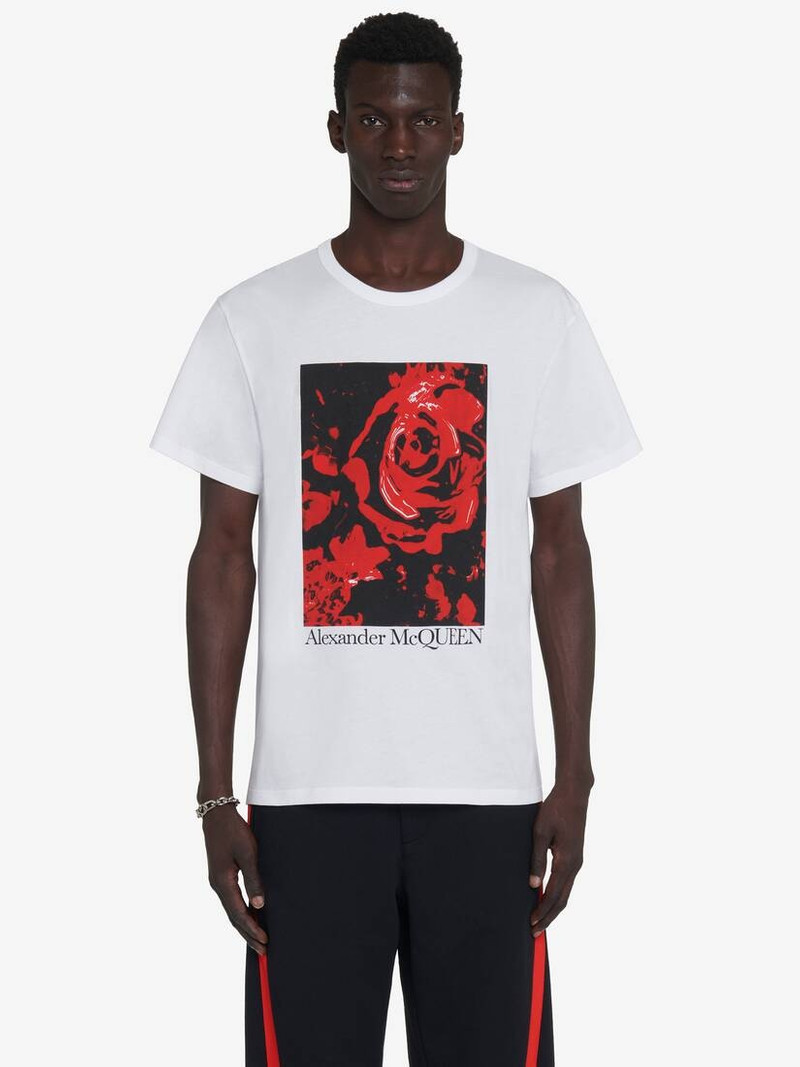 Men's Wax Flower T-shirt in White/red 1