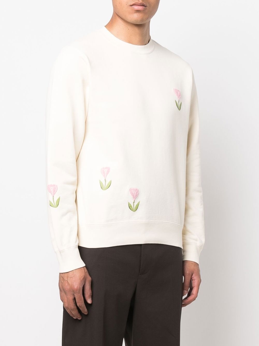 floral-embroidered detail sweatshirt - 3