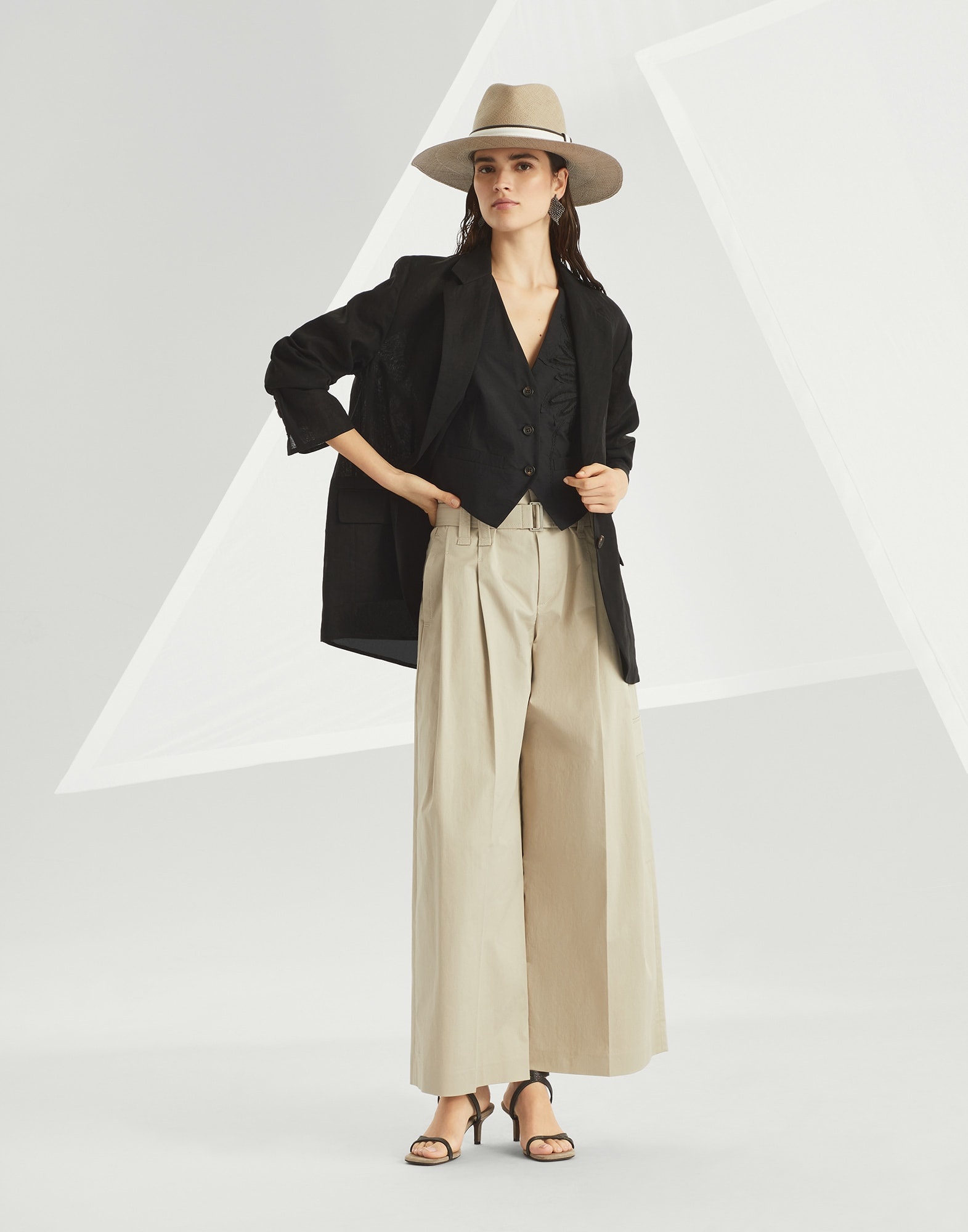 Cotton organza blazer with monili - 5