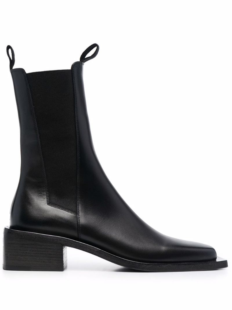 square-toe leather boots - 1