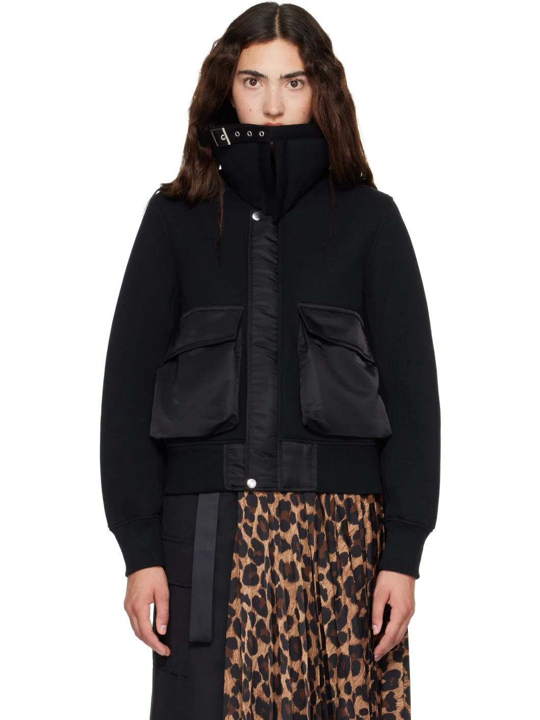 Black Sponge Sweat Blouson Jacket - 1