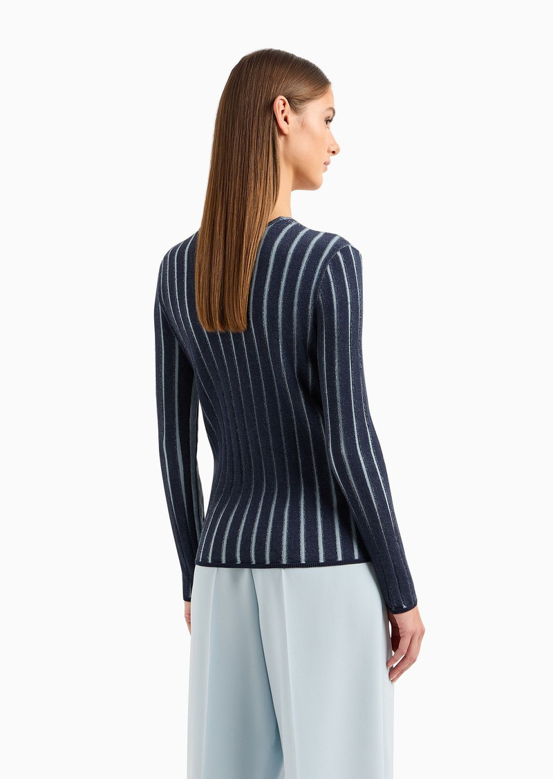 Icon plated, jacquard, cotton-blend V-neck jumper 3