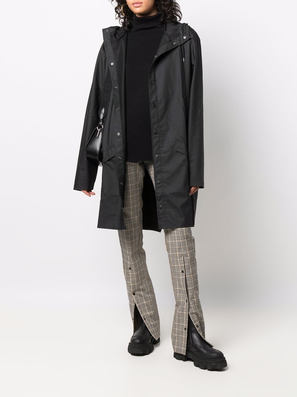 press-stud hooded raincoat - 3