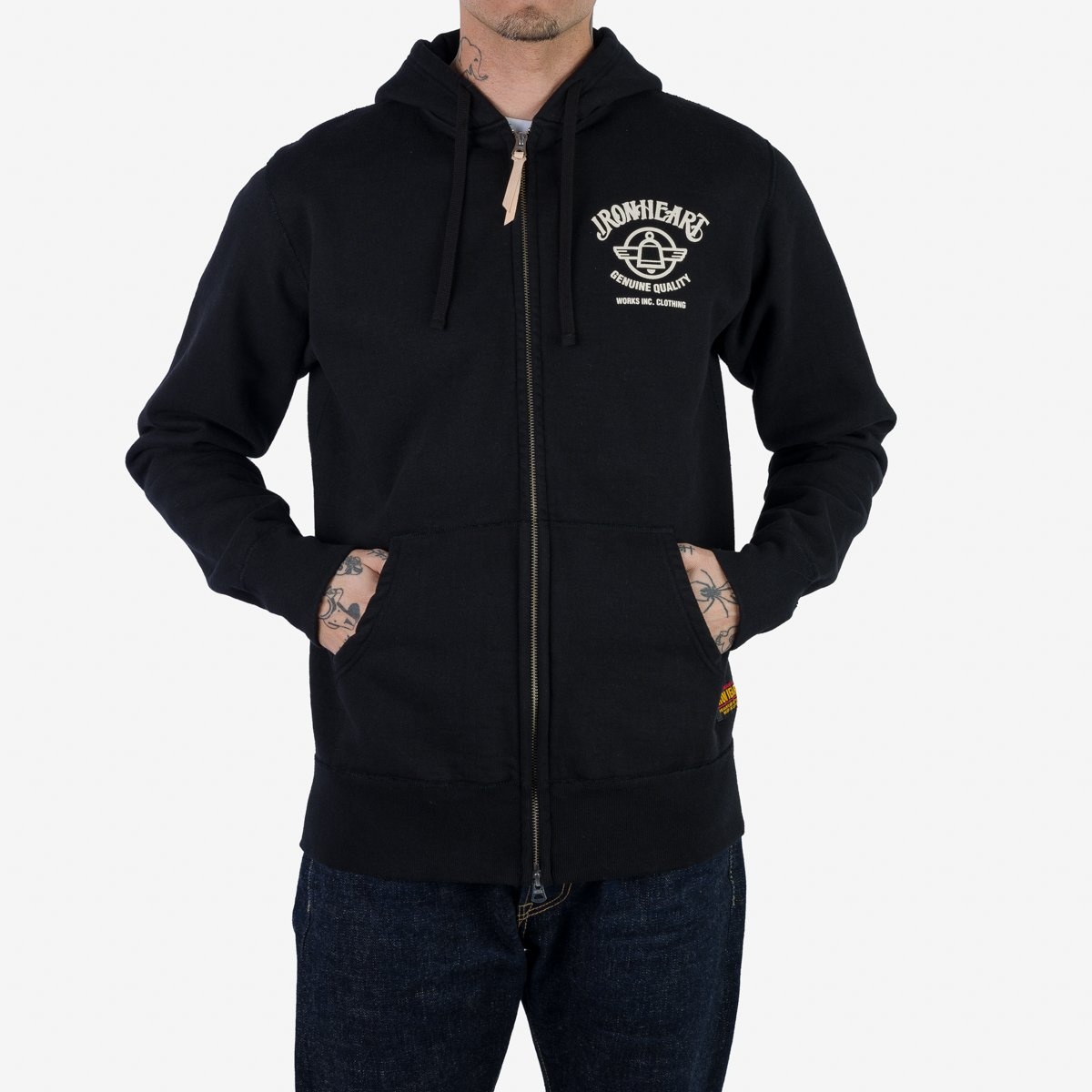 IHSW-72-BLK 14oz Ultra Heavyweight Loopwheel Printed Hooded Sweat – Black - 3