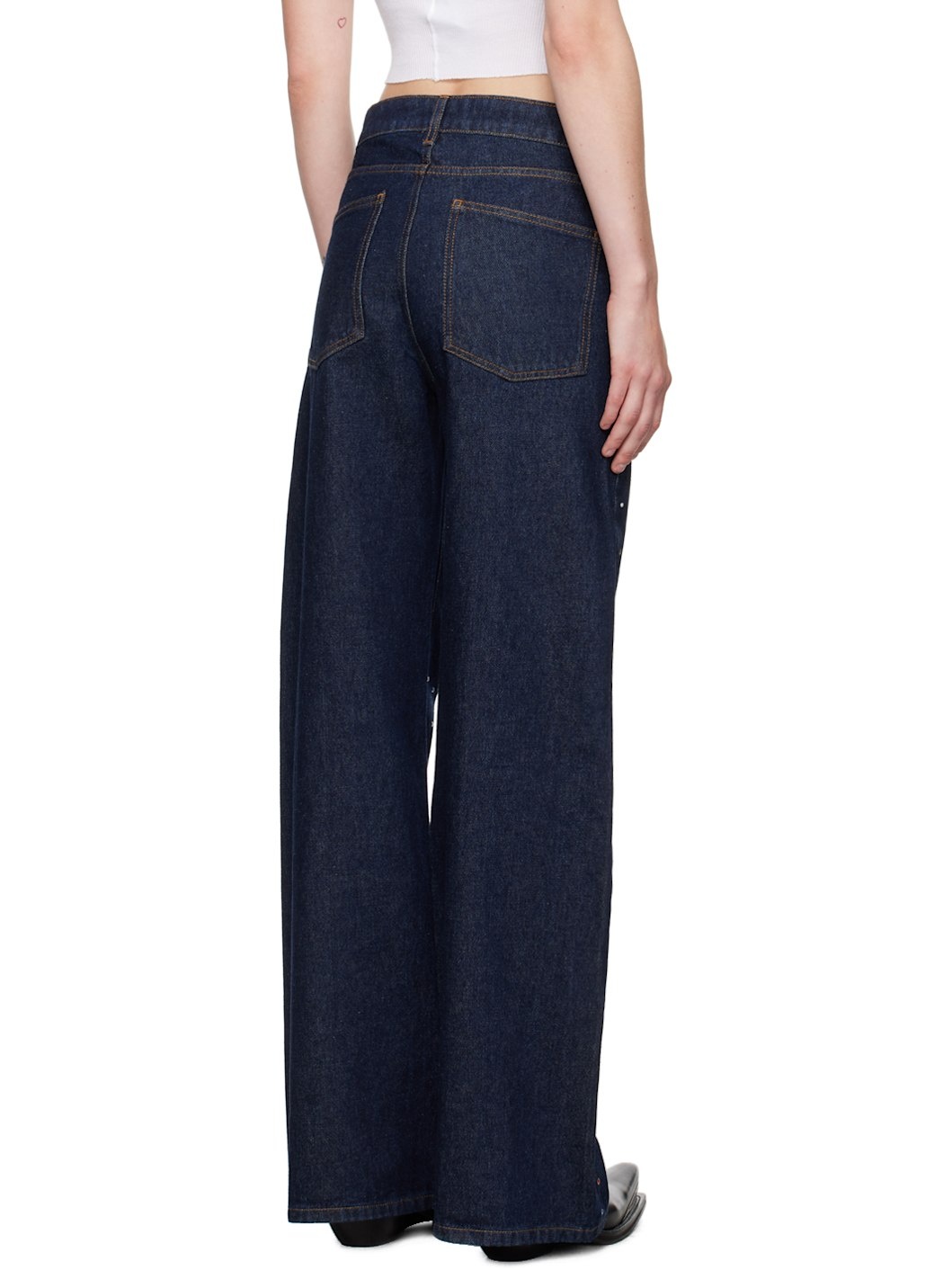 Blue Wide-Leg Studs Jeans - 3