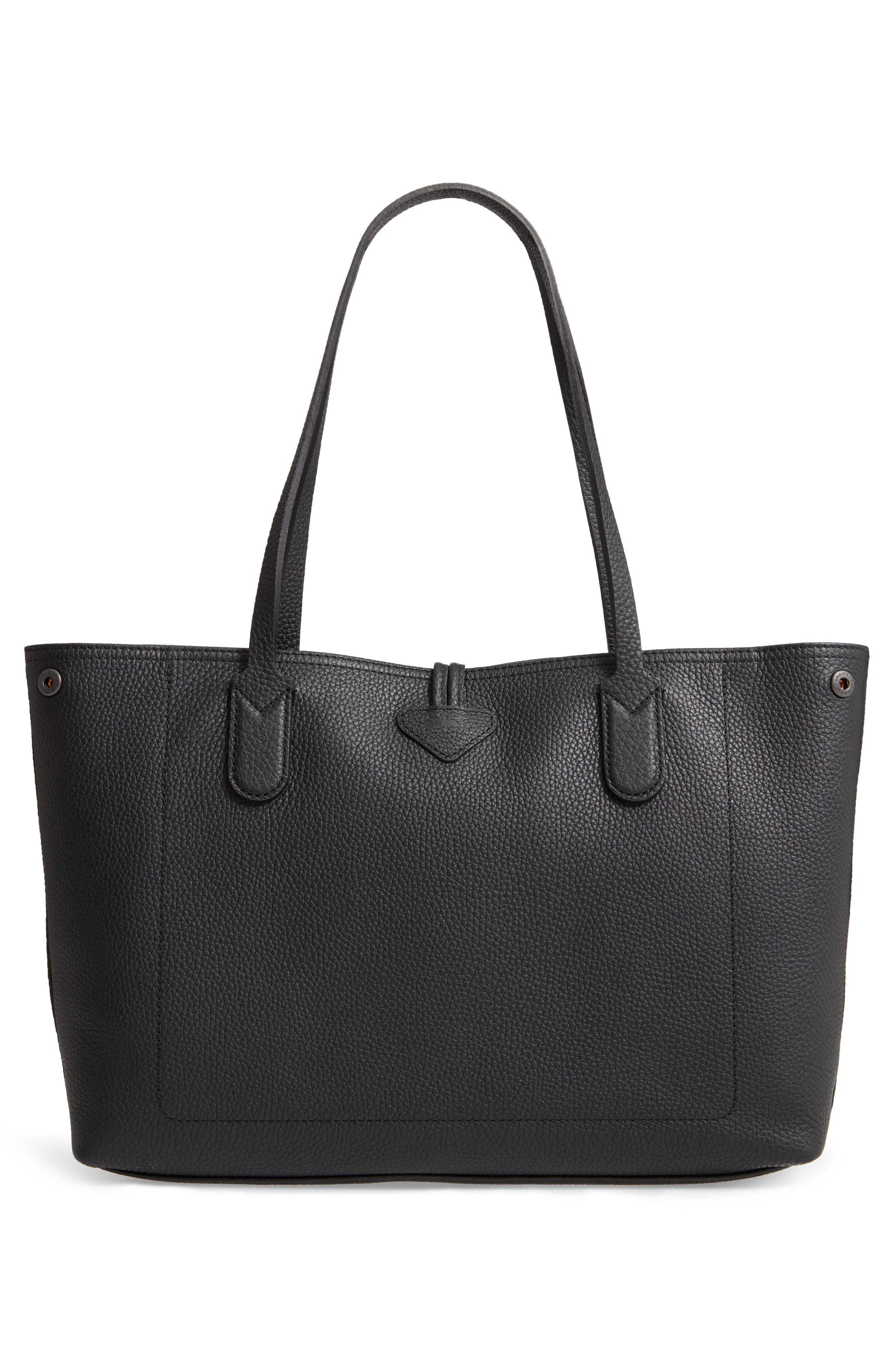 Longchamp Roseau Essential Mid Leather Tote in Black at Nordstrom - 4