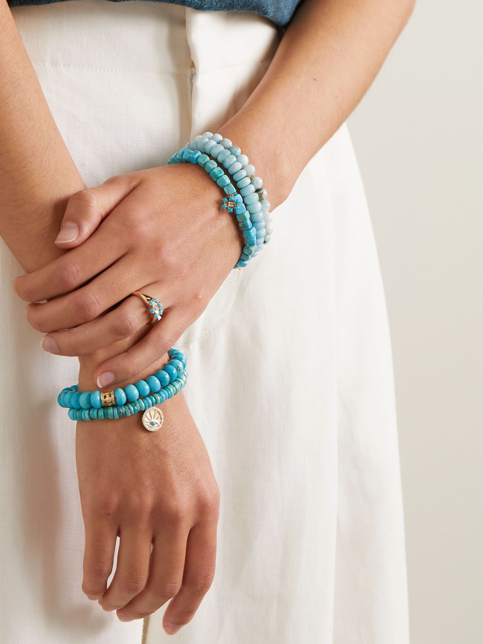 Eye 14-karat gold turquoise bracelet Sky blue - 5