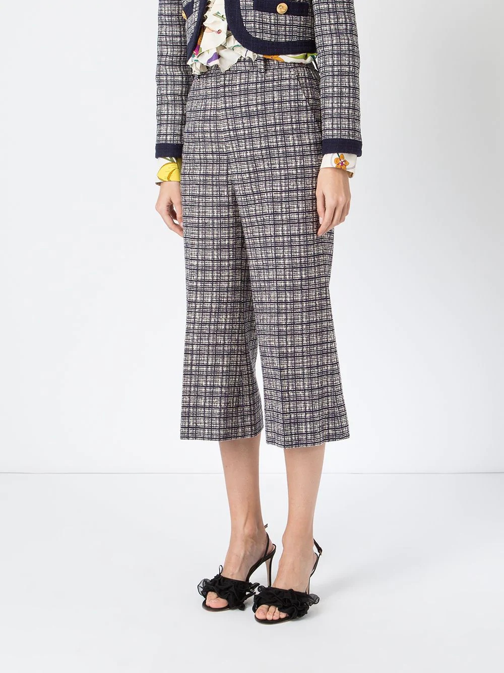 check patterned cropped trousers - 3