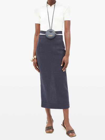 JACQUEMUS Valerie cutout-waist midi pencil skirt outlook