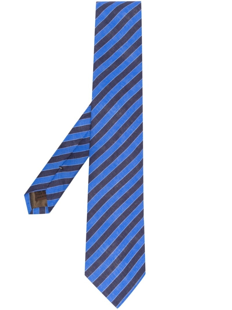 stripe-print linen tie - 1