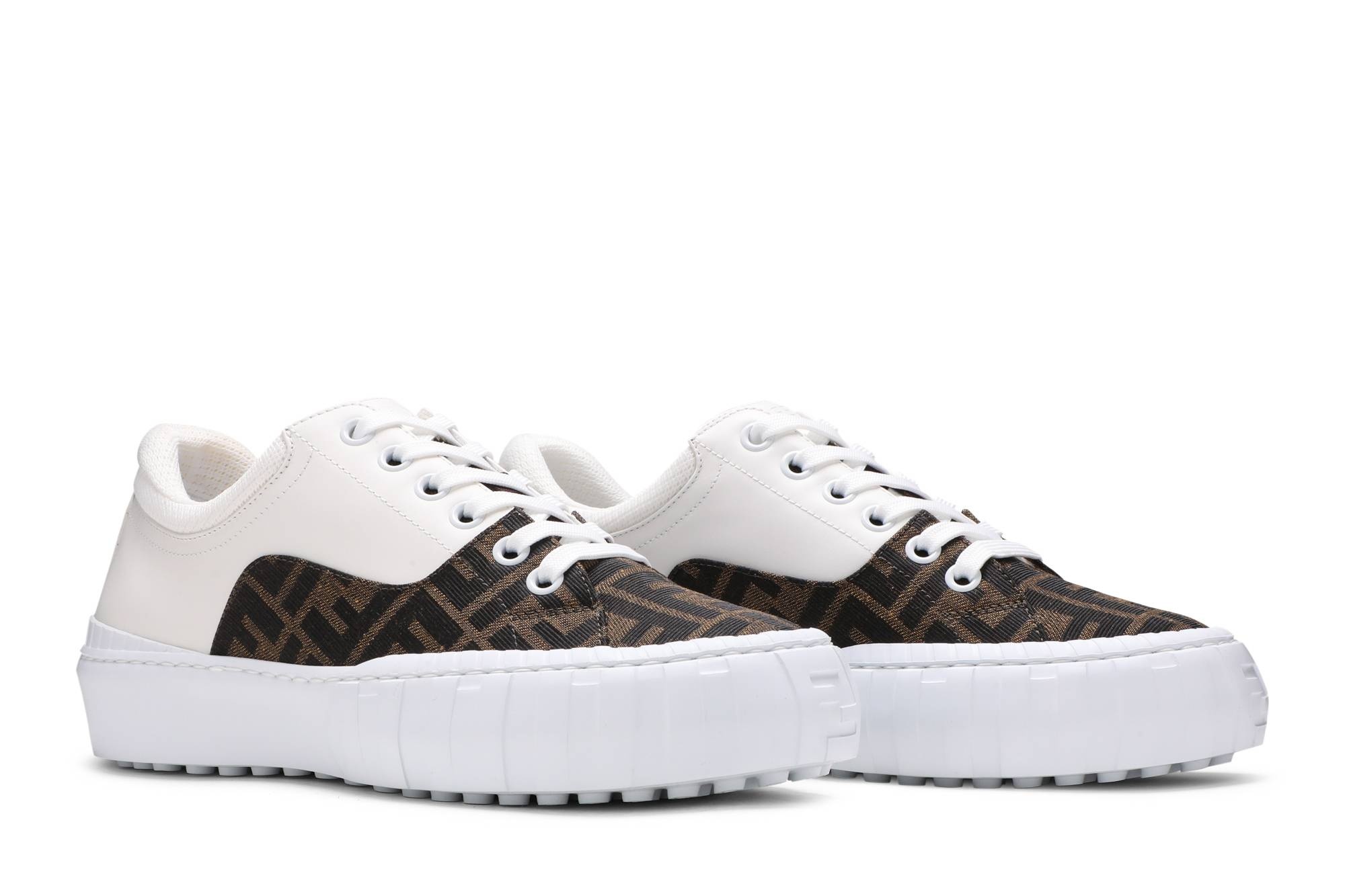 Fendi Force Lace-Up Sneaker 'White Brown' - 8