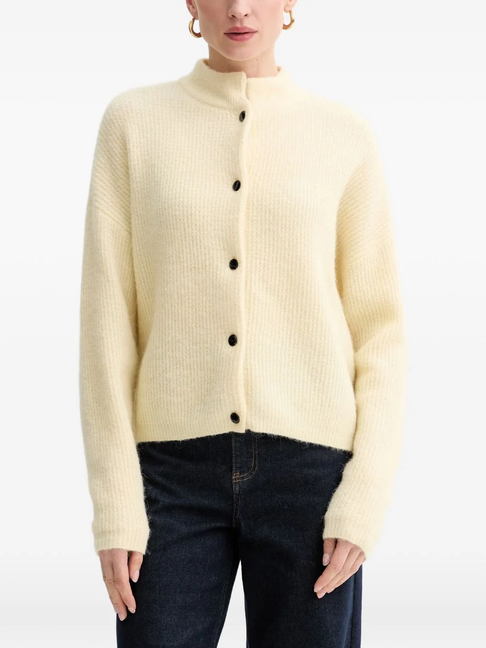 button-up ribbed cardigan - 1