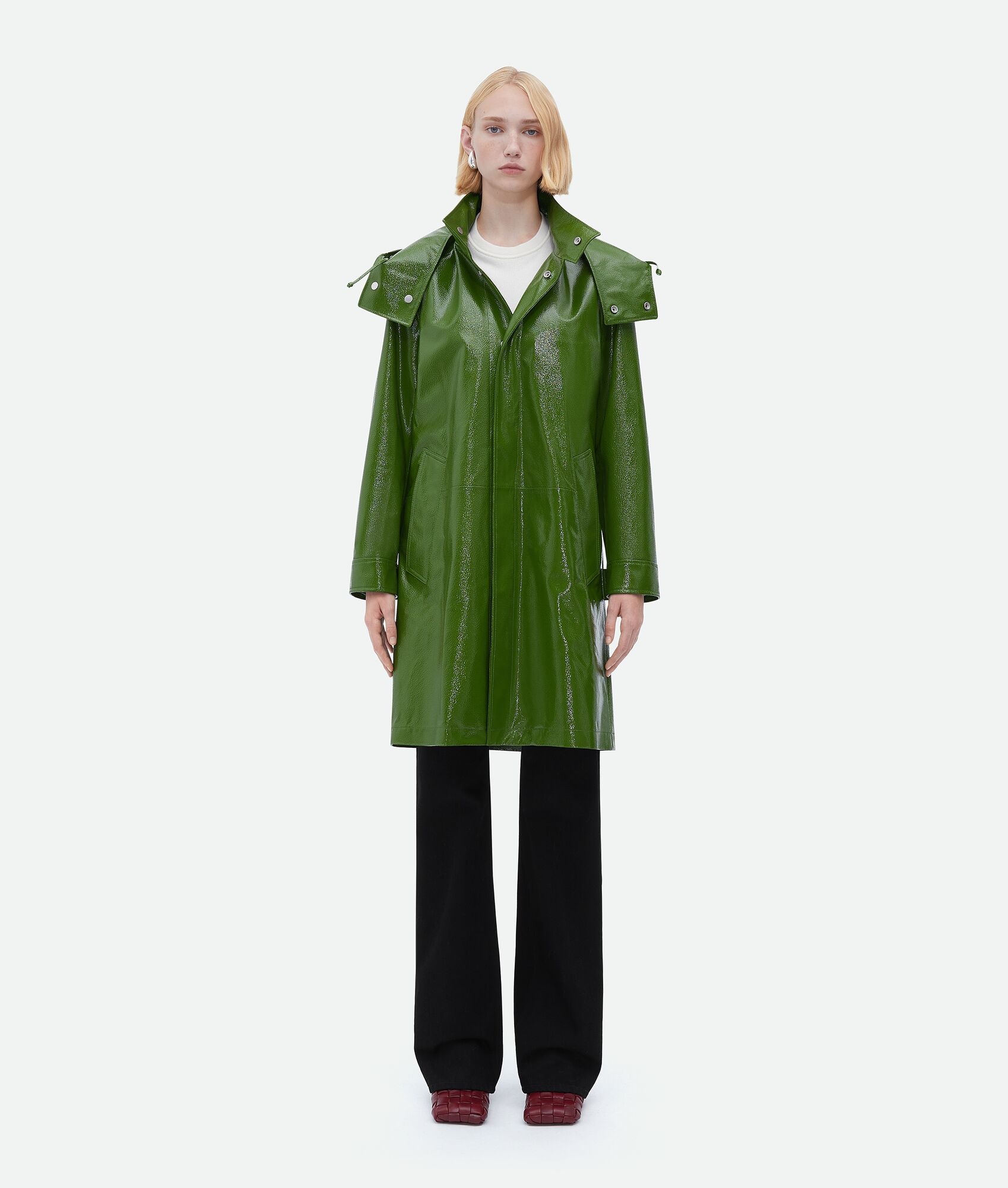 lacquered leather parka - 4