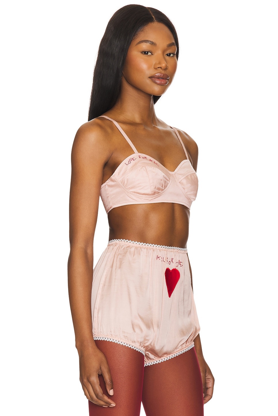 Embroidered Satin Heart Bralette - 2