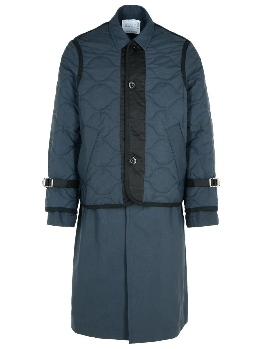 Sacai 'Quilted' Navy Polyester Parka - 1