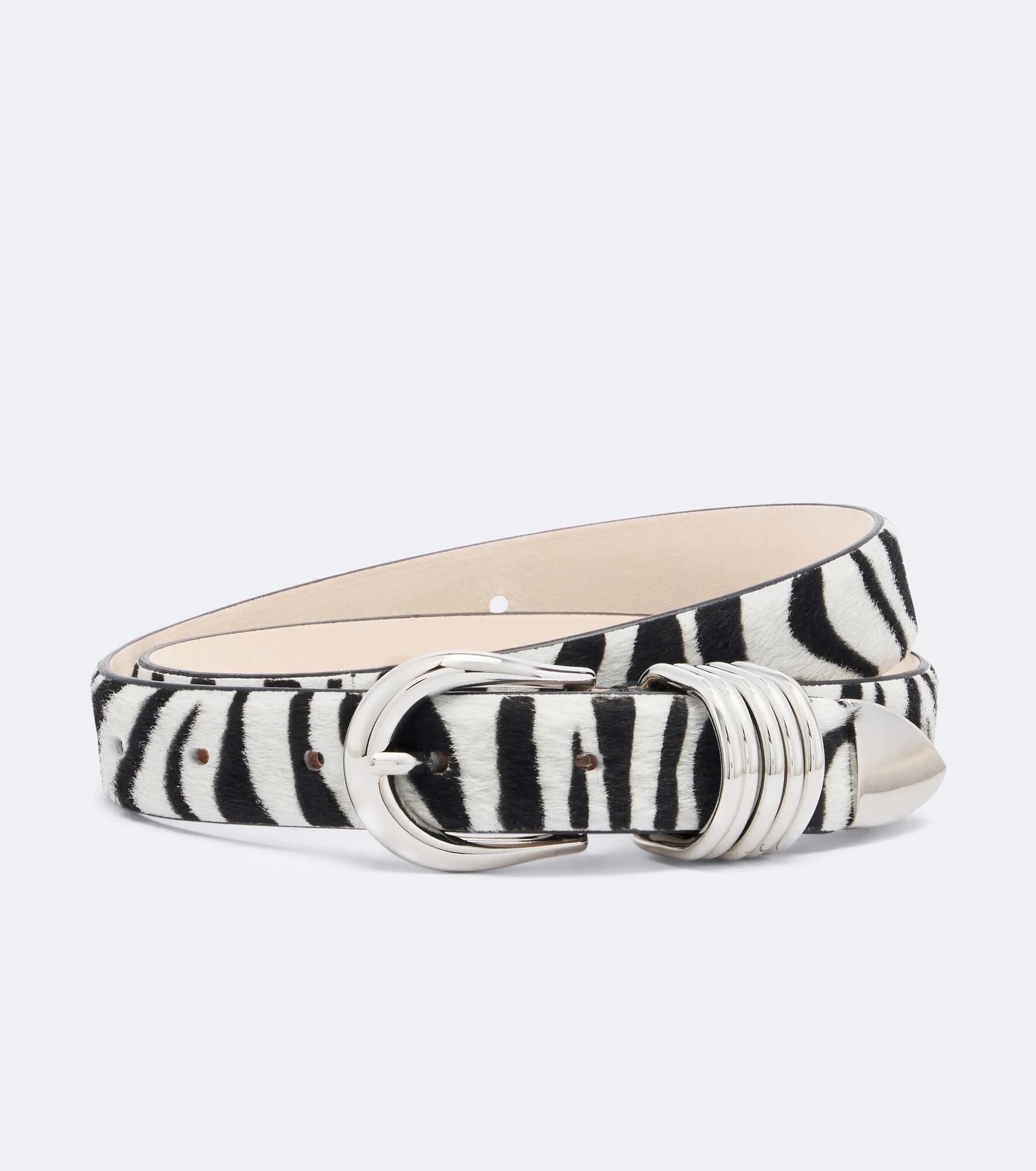 Hollyhock zebra-print calf hair belt - 1
