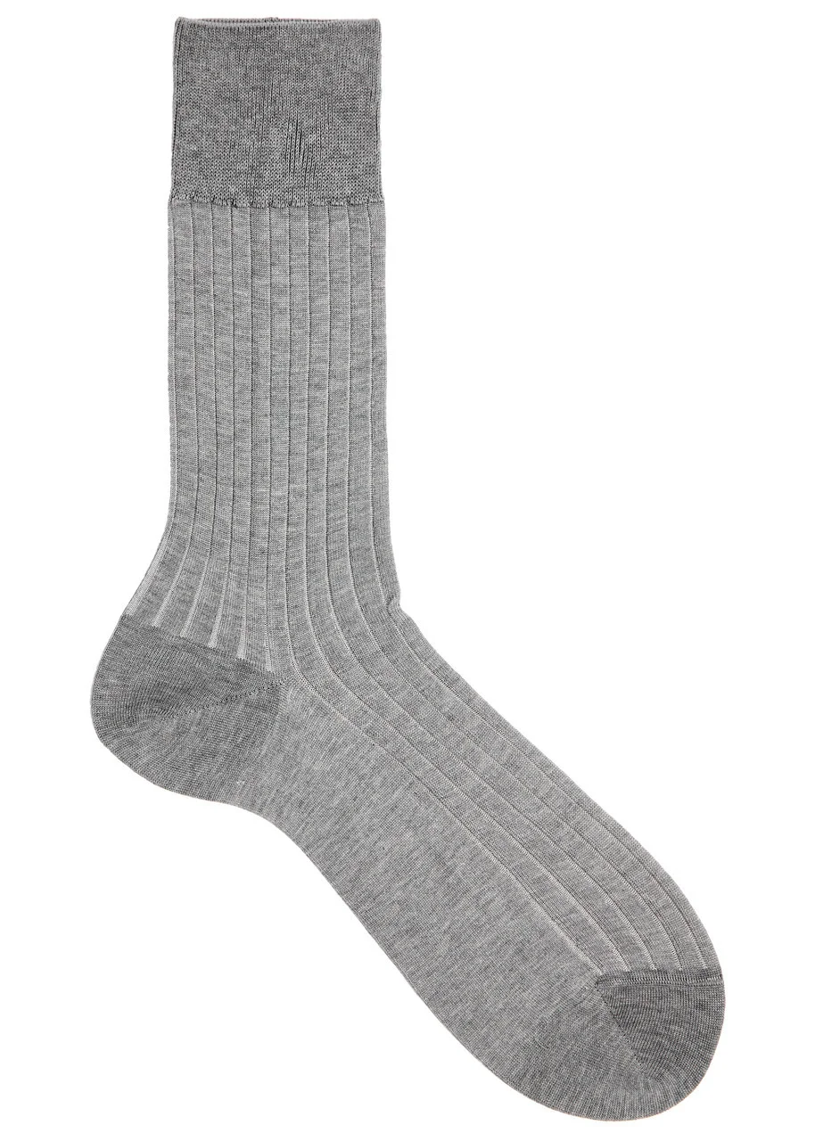 Falke Fine Shadow Ribbed Cotton-blend Socks - 1