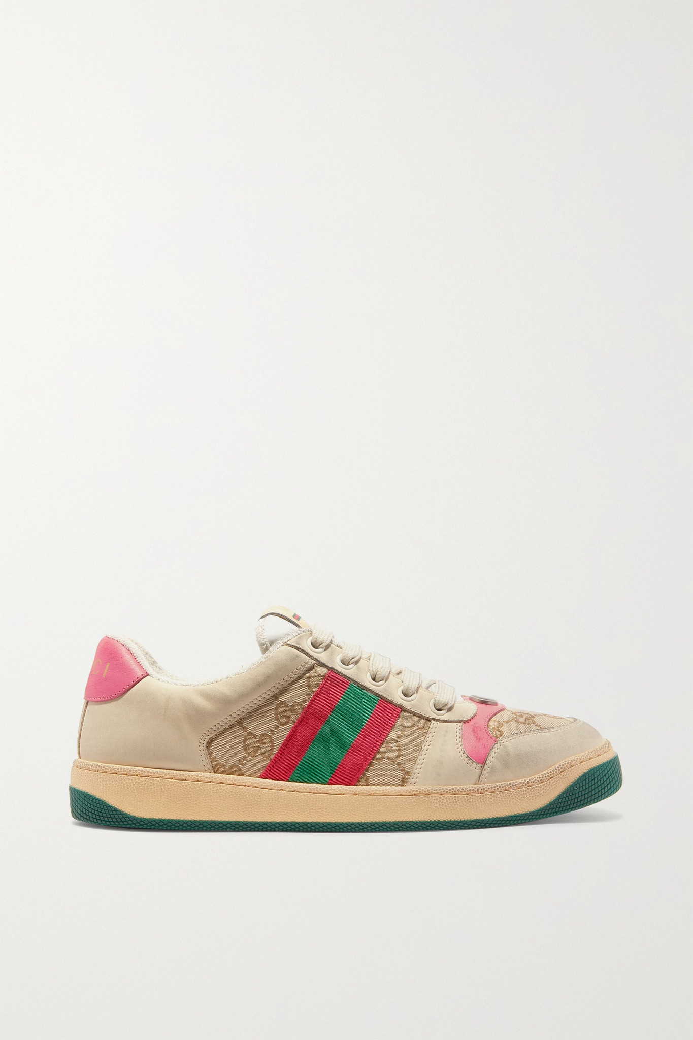 Screener leather-trimmed logo-woven canvas and suede sneakers - 1