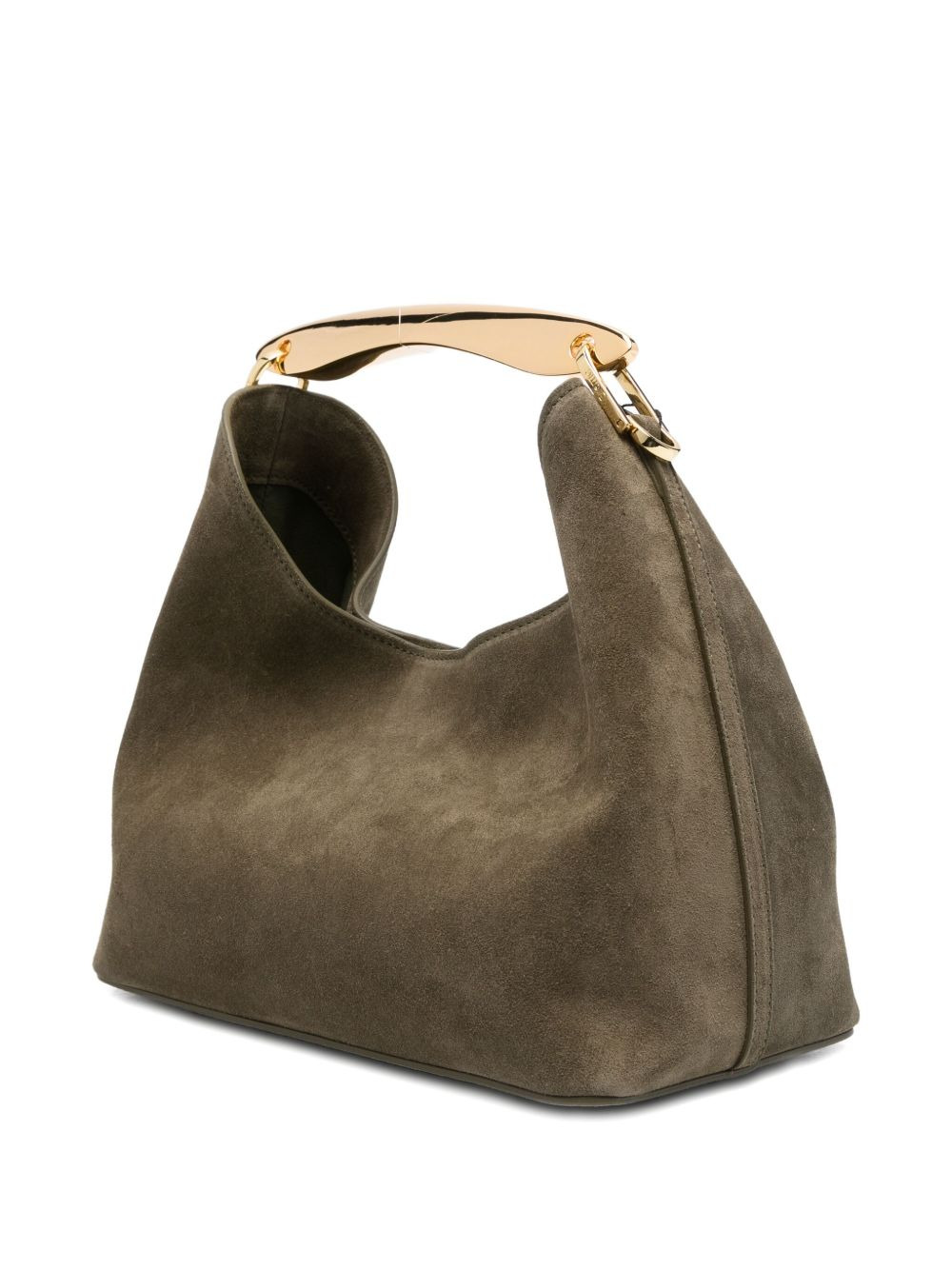Boomerang curved-handle suede tote bag - 3
