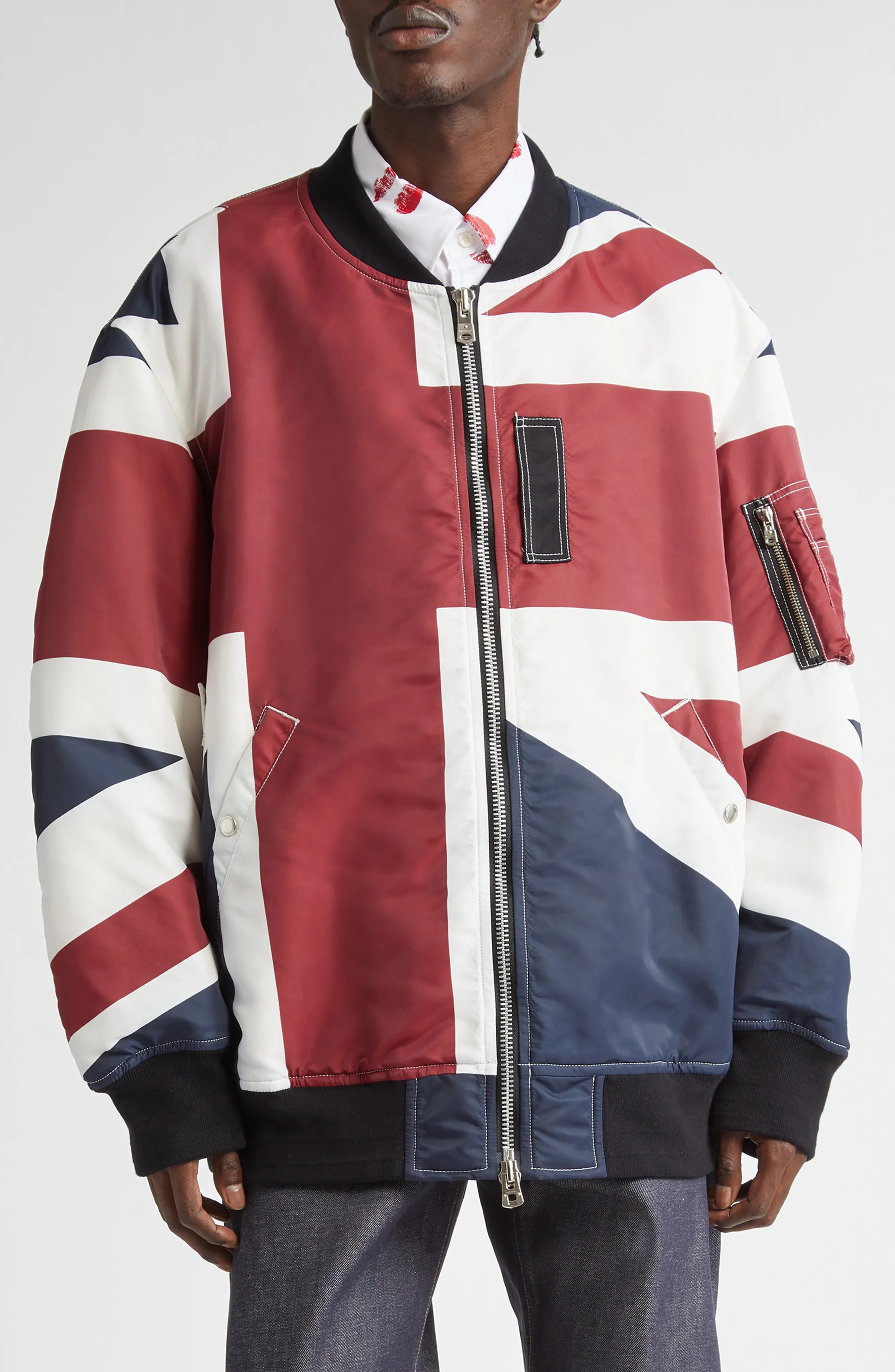 Union Jack Gusset Sleeve Nylon Flight Jacket - 1