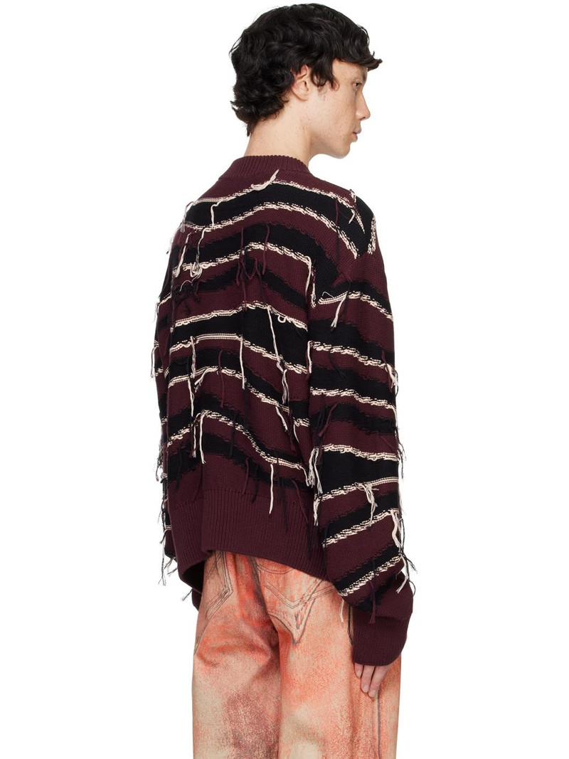 Burgundy Intarsia Knit Sweater 3