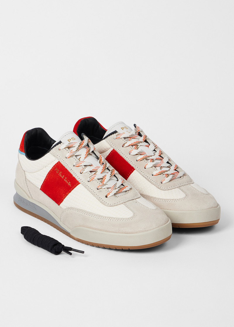 White and Red 'Dover' Trainers 4