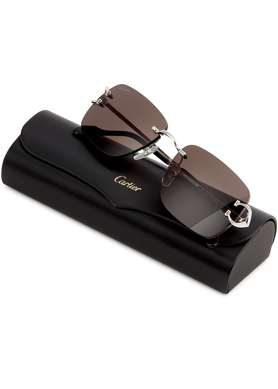 Cartier Signature C De Cartier Rimless Rectangle-frame Sunglasses - 5