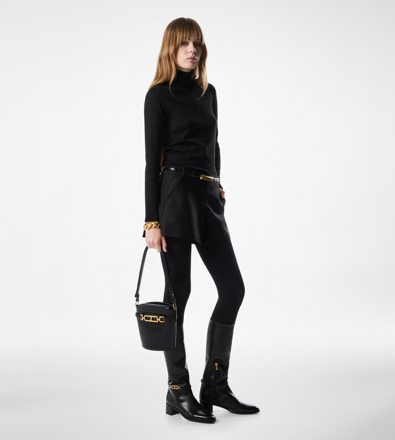 PALMELLATO-EFFECT LEATHER WHITNEY SMALL BUCKET BAG 5