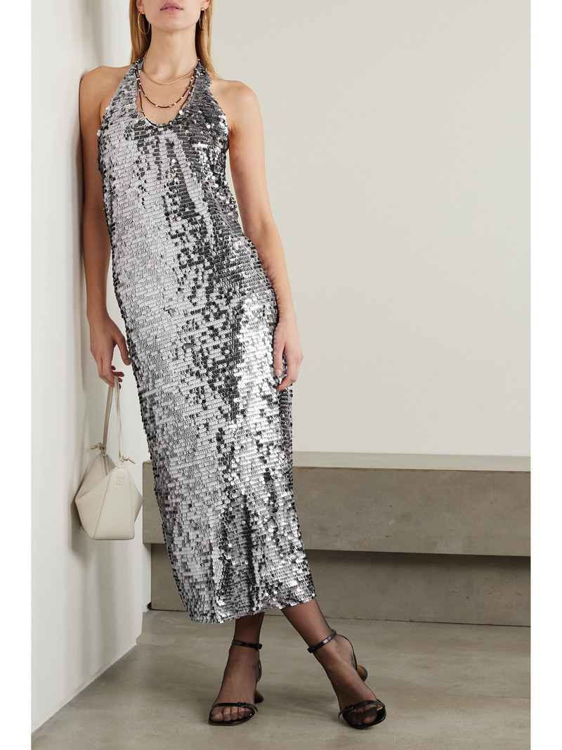 SIEDRÉS Hely Sequined Tulle Halterneck Midi Dress outlook