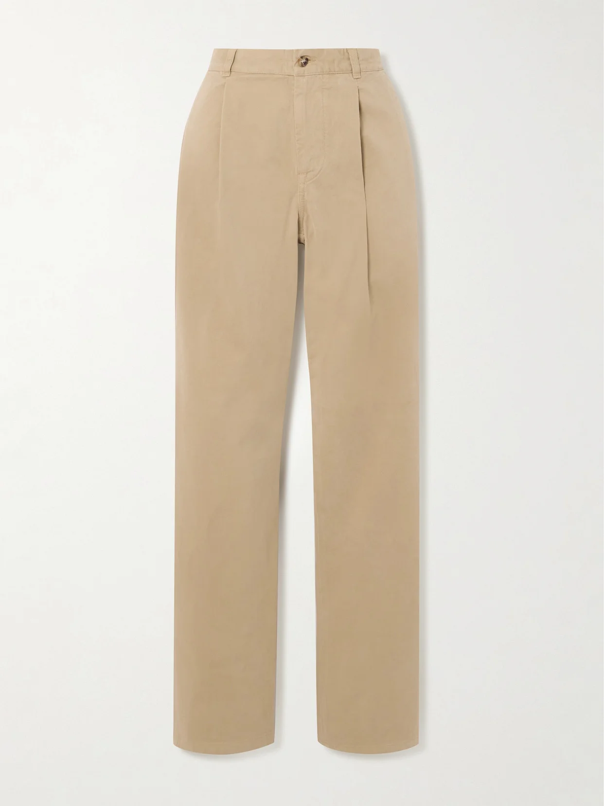 Fallon Pleated Brushed Cotton-twill Straight-leg Pants - 1