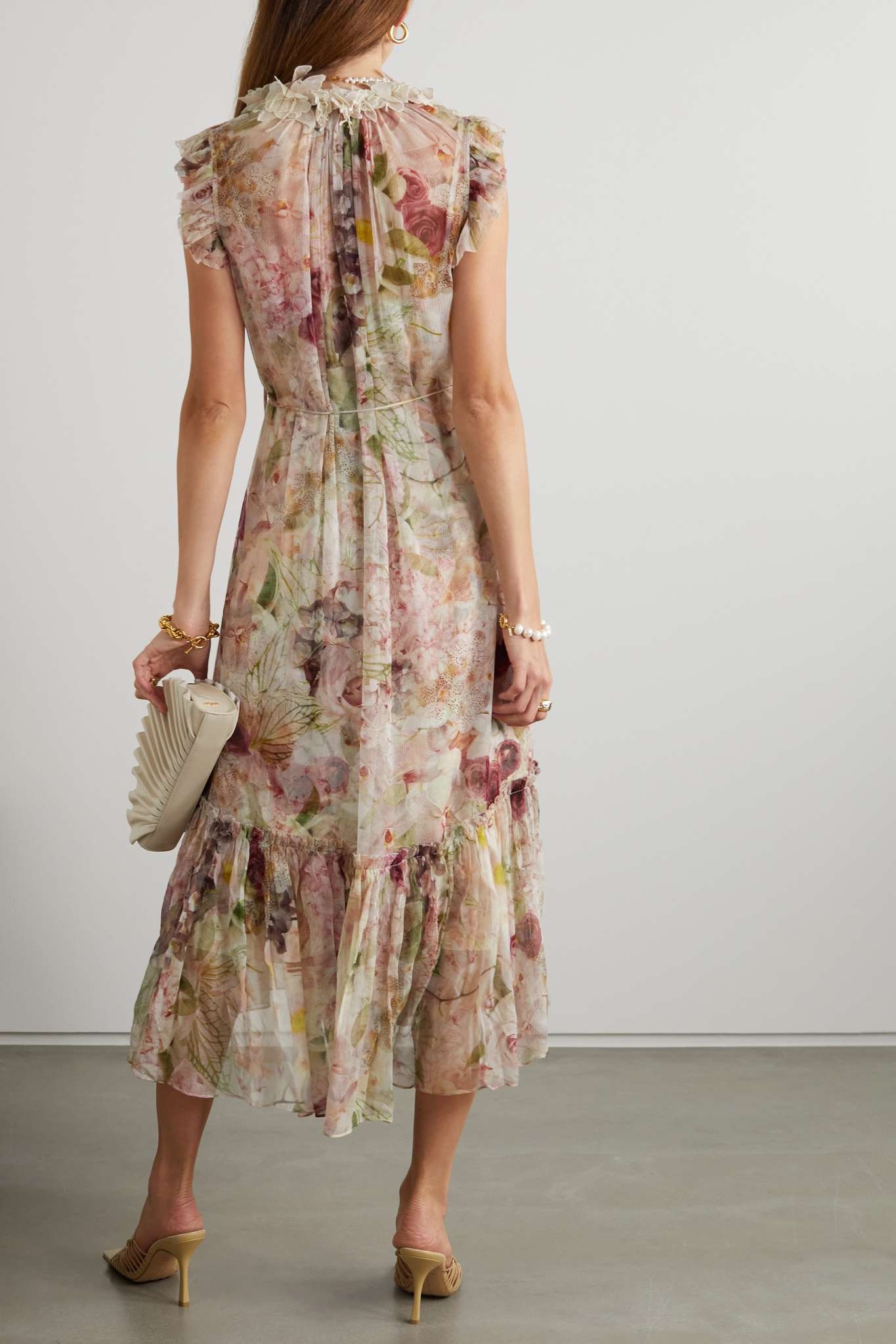 Dancer Flutter belted ruffled floral-print silk-chiffon midi dress - 3