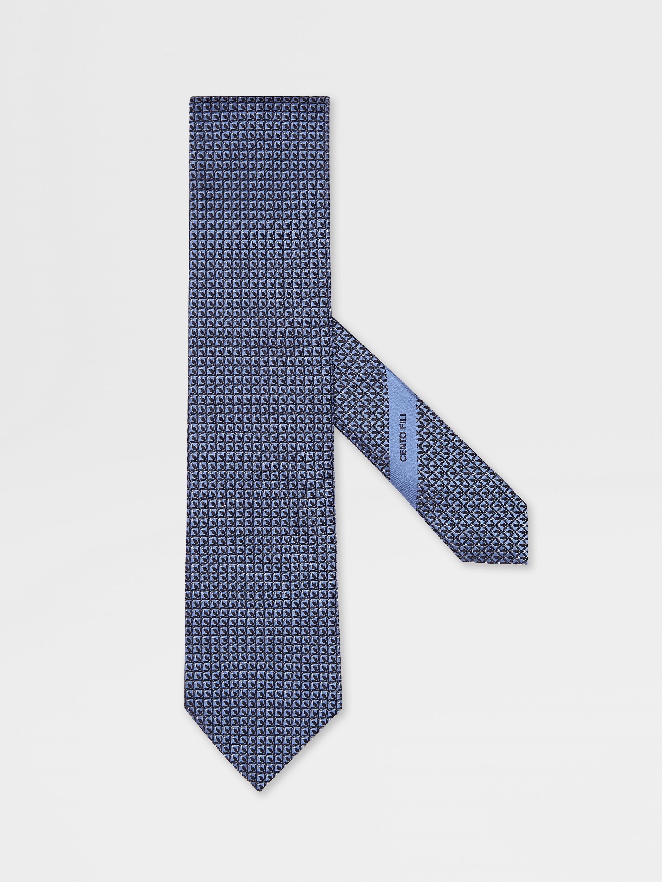 LIGHT BLUE CENTO FILI SILK TIE - 1