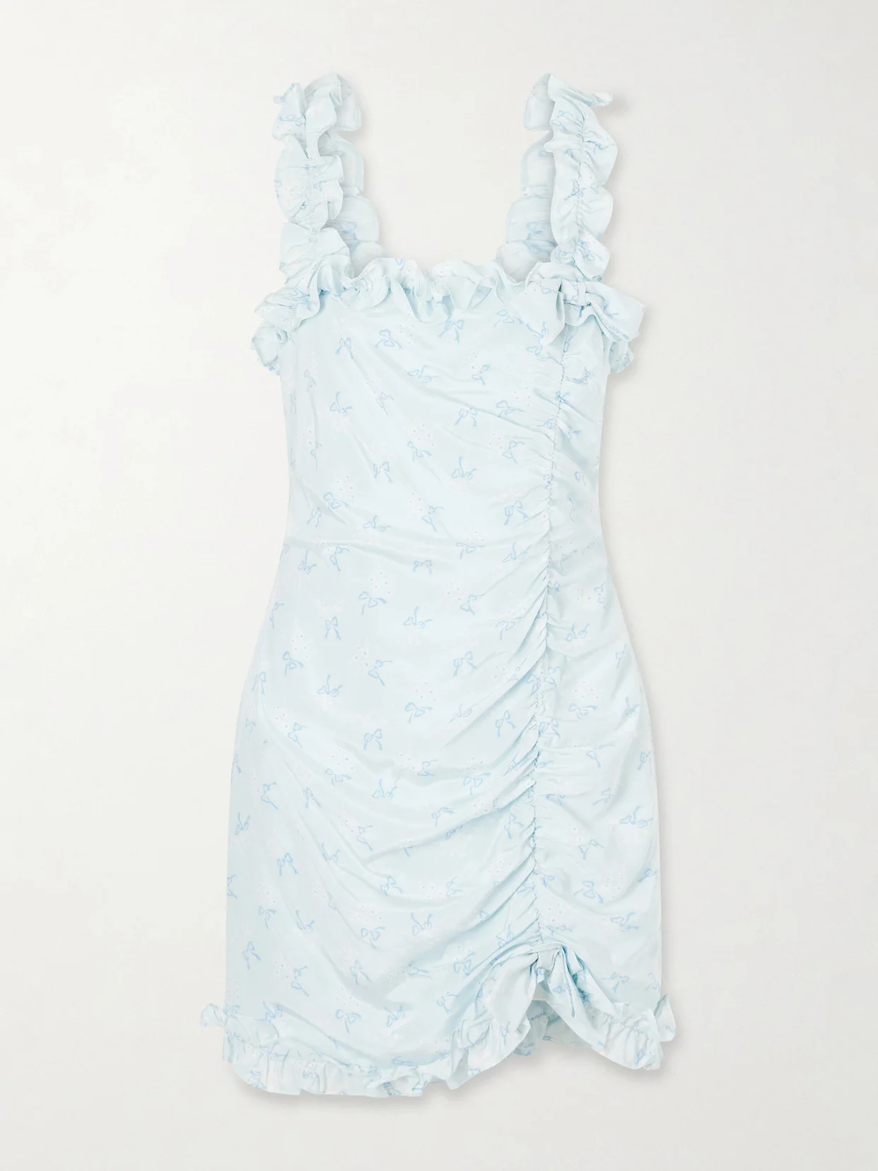 Bow-embellished Floral-print Silk-satin Mini Dress - 1