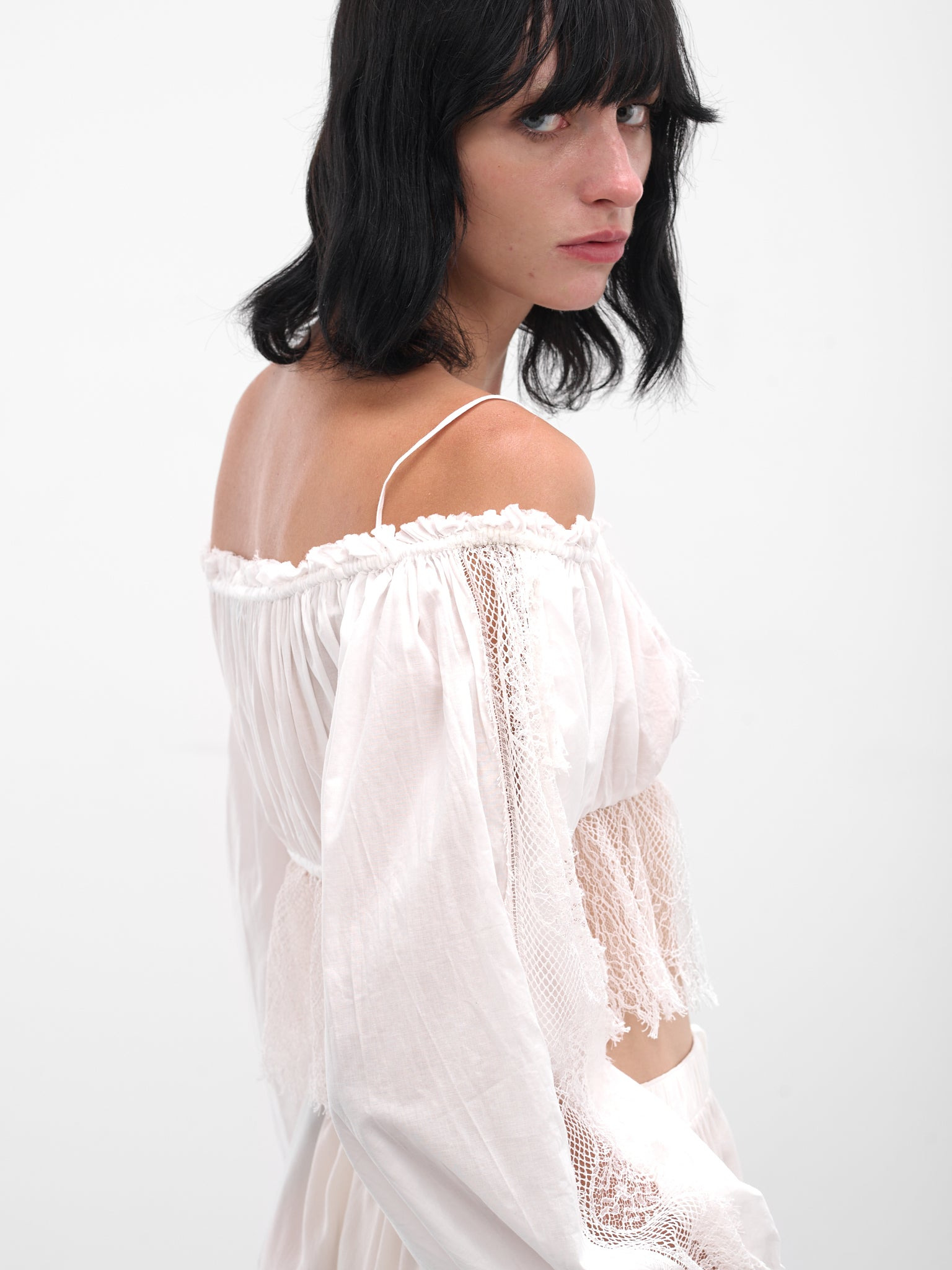 White Jorunn Lace Crop Top - 5
